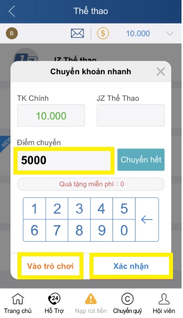 Điền vào số điểm muốn chuyển - walksmart.io